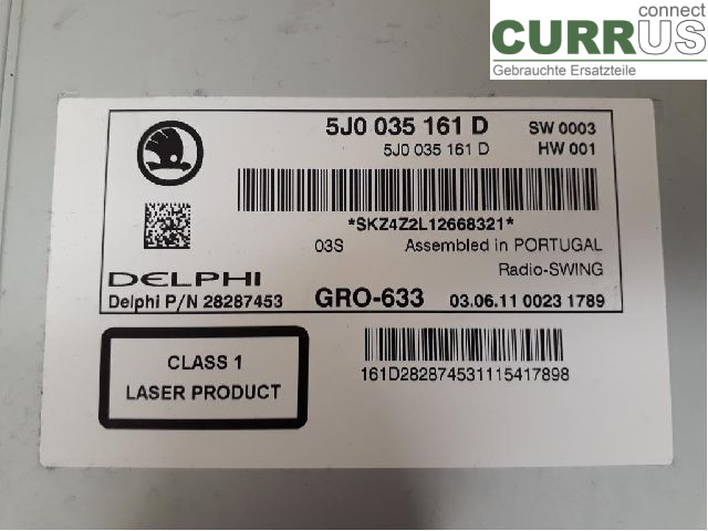 SKODA FABIA         07-14 Radio CD / Multimedia panel  CGPA