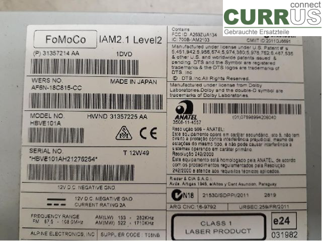 VOLVO V60  11-13 Radio CD / Multimedia panel 36050581 D82PHEV