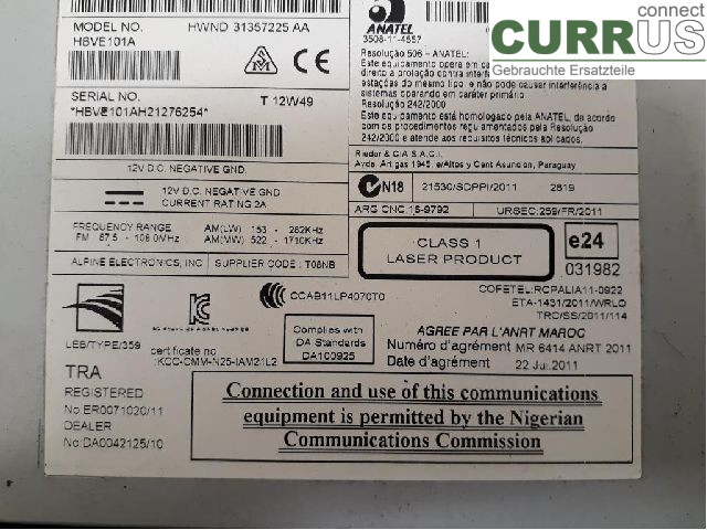 VOLVO V60  11-13 Radio CD / Multimedia panel 36050581 D82PHEV