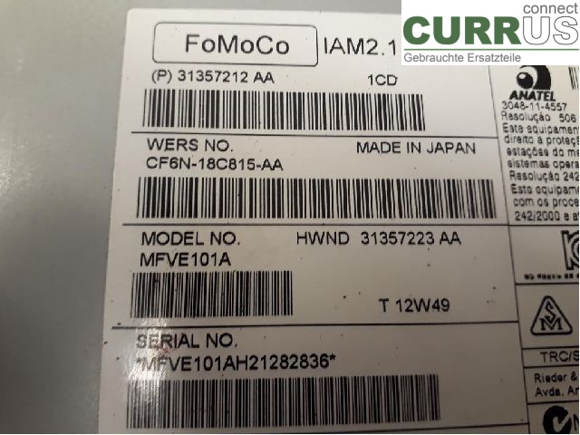 VOLVO V40  12-19 Radio CD / panneau multimédia 36050605 D5204T6