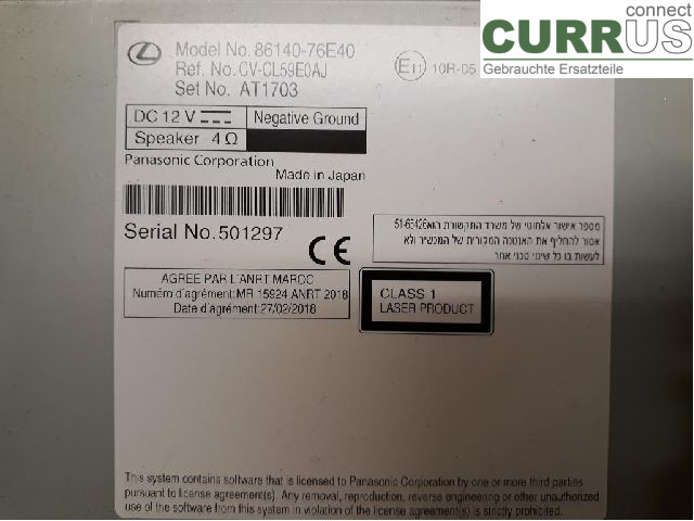 LEXUS UX  19- Radio CD / Multimedia panel 86140-76E40 M20A-FXS