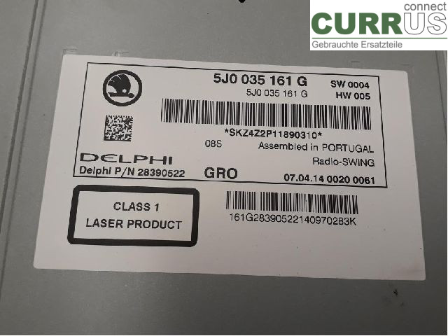 SKODA FABIA         07-14 Radio CD / panel multimedialny 5J0035161G CBZA