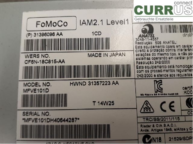 VOLVO V40  12-19 Radio CD / multimediepanel 36050605 B4164T4