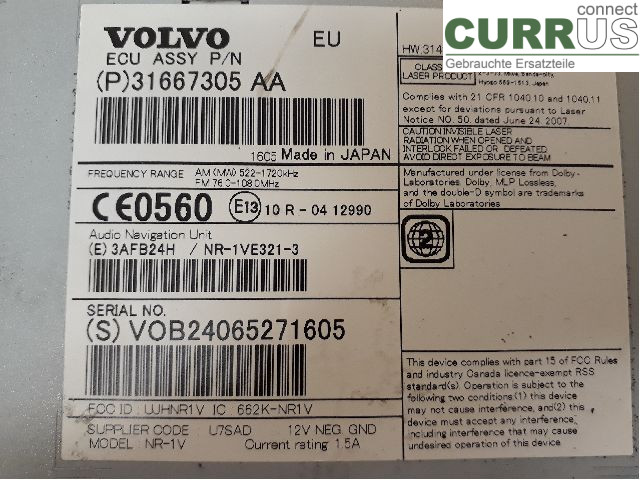 VOLVO V40  12-19 Radio CD / Multimedia panel 36003253 D4204T8