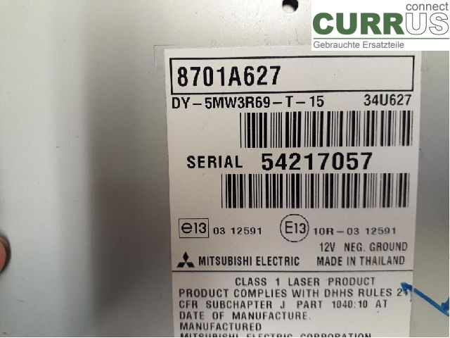 MITSUBISHI ASX 10-22 Radio CD / Multimedia panel 8701A627 4A92