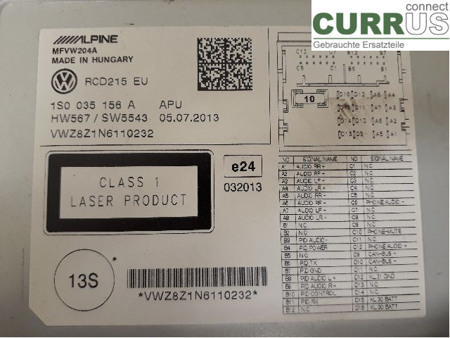 VW UP! / E-UP! Radio CD /Multimediapanel  CHYB