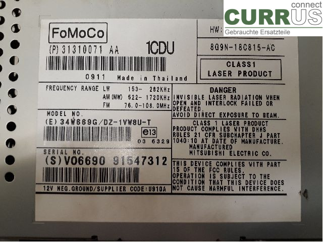 VOLVO XC60  09-13 Radio CD / panneau multimédia 36050930 D5244T10
