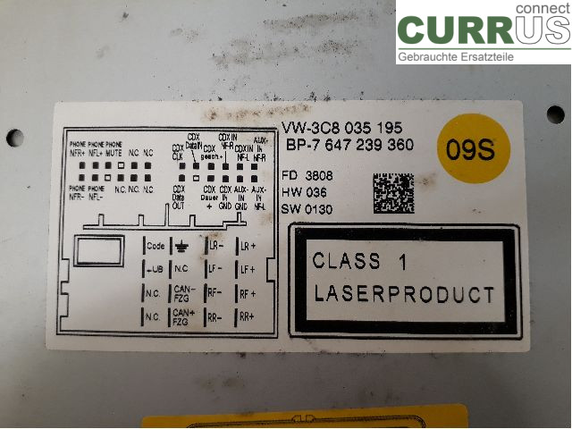 VW TIGUAN 07-16 Radio CD / panel multimedialny 3C8057195X CBAB