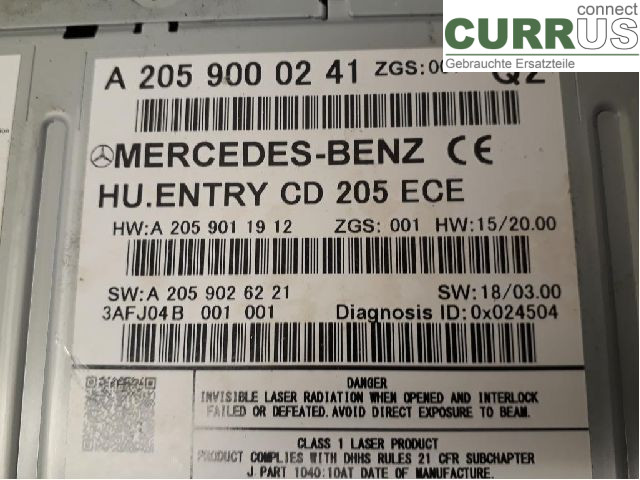 MB VITO/V-KLASS (W447)  14- Radio CD / multimediepanel A2059000241 OM651.950