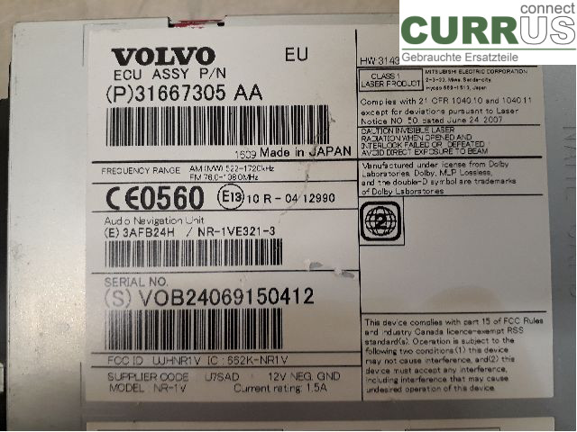 VOLVO V40  12-19 Radio CD / Multimedia panel 36050656 B4204T38