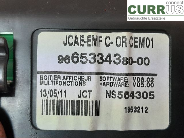 PEUGEOT 508  11-18 Kontrolskærm 9836586580 9HR