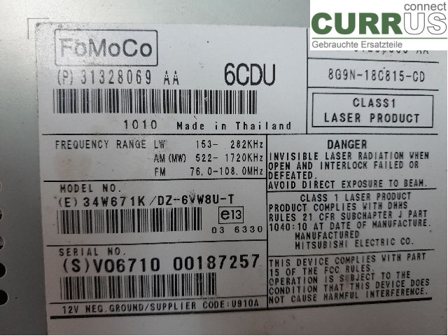 VOLVO V70      08-13 Radio CD / Multimedia panel 36050932 B5254T11