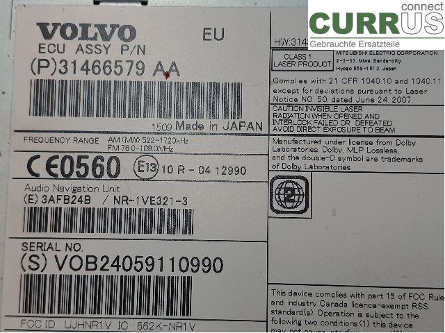 VOLVO XC70  14-16 Radio CD / Multimedia panel 36050657 D5244T12