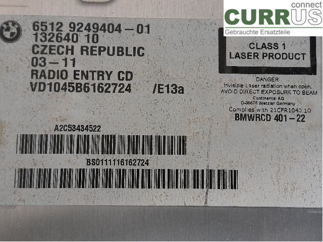 BMW 1 E87/81 5D/3D 03-11 Radio CD / Multimedia panel 65129225837 N47-D20C