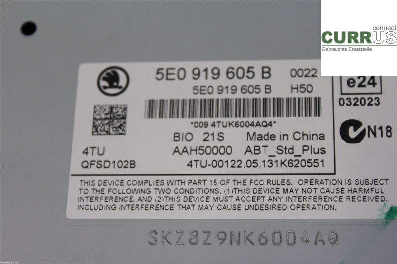 SKODA OCTAVIA  13-20 Radio CD / Multimedia panel 5E0919605B 2,0 TDI