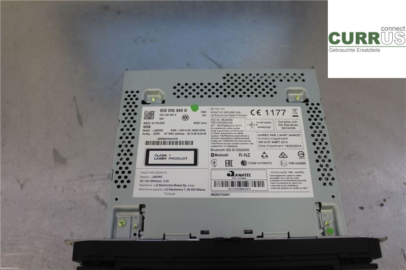 VW POLO       10-17 Radio-CD-/Multimedia-Panel 6C0035869D 1,2 TSI