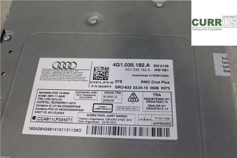 AUDI A6 ALLROAD 4G  12-18 Radio CD / Multimedia panel 4G1035182A 3,0 TDI