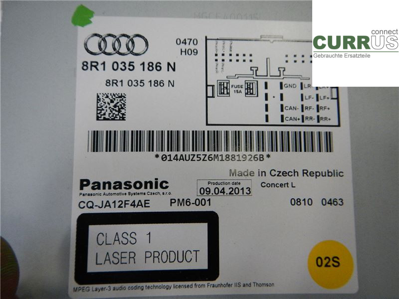 AUDI A5  07-16 Radio CD / Multimedia panel 8R1057186NX 2,0 TDI