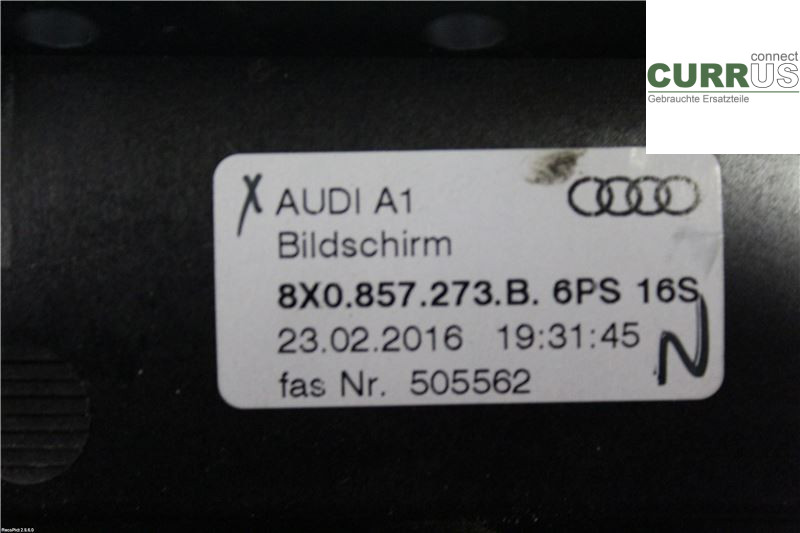 AUDI A1/S1  11-18 Kontrolskærm 8X0919603B 1,0 TFSI