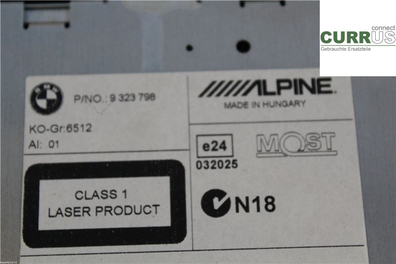 BMW F10/F11/F18  09-17 Radio CD / panneau multimédia 65129317884 520d