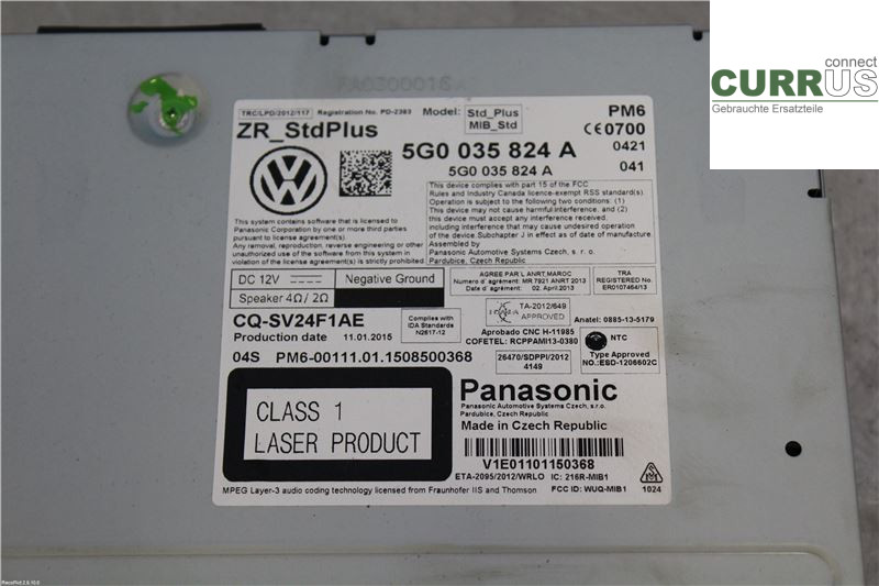 VW GOLF / E-GOLF VII   13-20 Radio-CD-/Multimedia-Panel 5G0035824AX 2,0 TDI