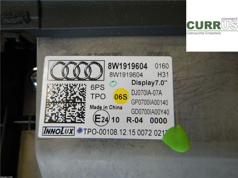 AUDI A4/S4  B9 16-19 Control display 8W0919604 2,0 TDI