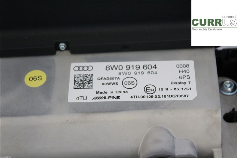 AUDI A4/S4  B9 16-19 Control display 8W1919604 2,0 TDI