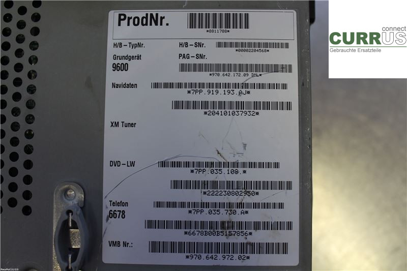 PORSCHE PANAMERA 09- Radio CD /Multimediapanel 97064297202 4,8 V8 TURBO