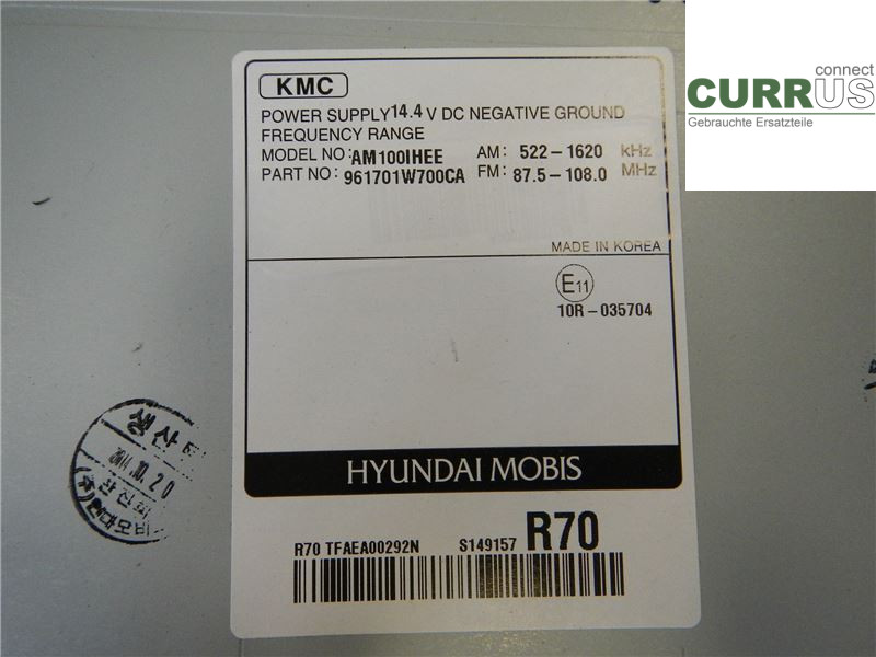 KIA RIO  12-16 Radio CD /Multimediapanel 961701W700CA 1,4