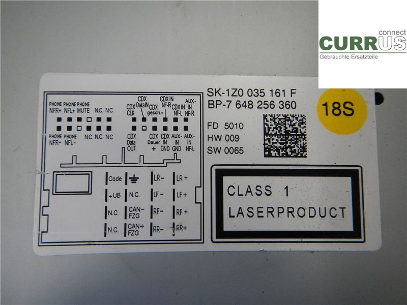 SKODA OCTAVIA    05-13 Radio-CD-/Multimedia-Panel 1Z0035161N 1,2 TSI