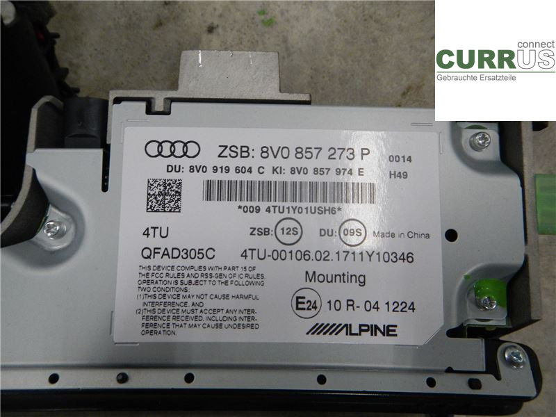AUDI A3/S3 8V  13-20 Kontrolskærm 8V0857273P 1,0 TFSI
