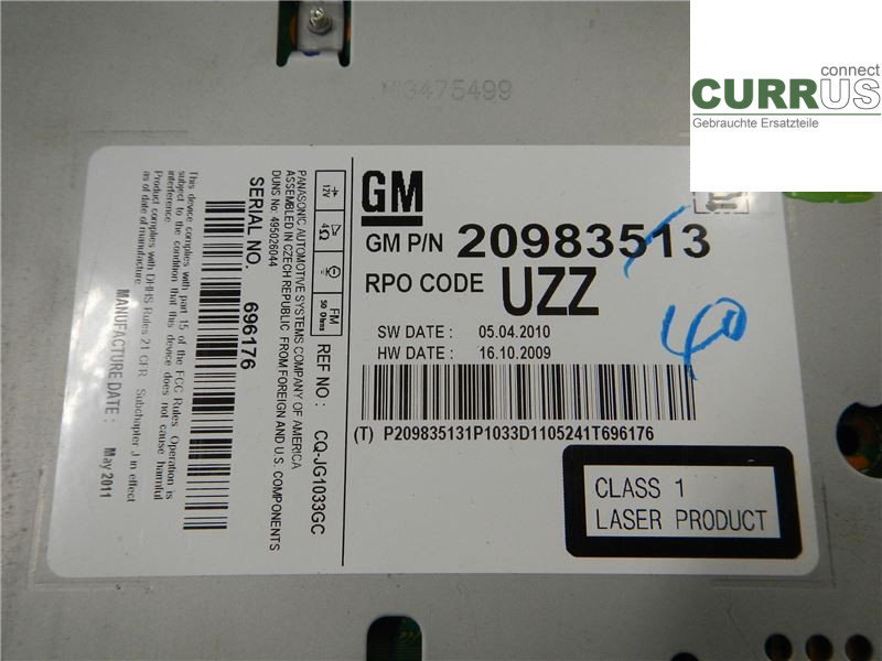 OPEL ASTRA  J    10-15 Radio CD / Multimedia panel  1.4 Turbo