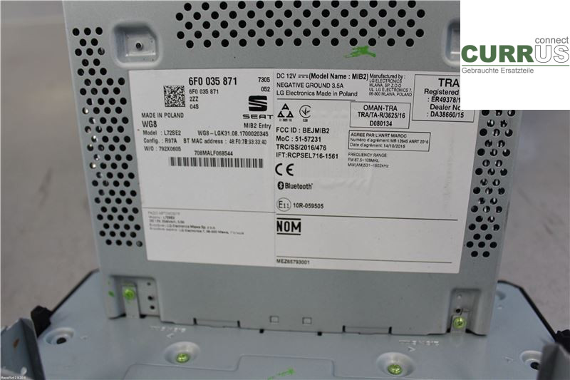 SEAT IBIZA V  17-20 Radio-CD-/Multimedia-Panel 6F0035871 DKJA