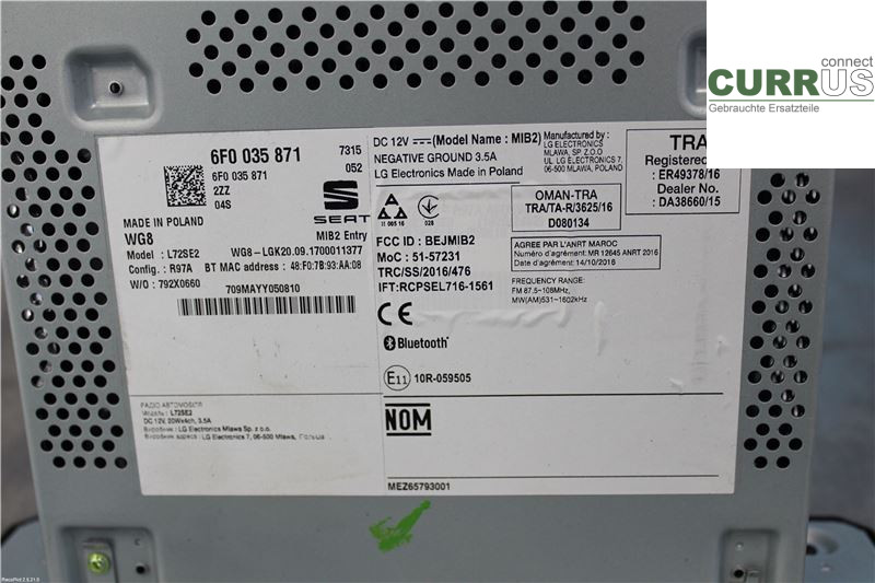 SEAT IBIZA V  17-20 Radio-CD-/Multimedia-Panel 6F0035871 DKJA