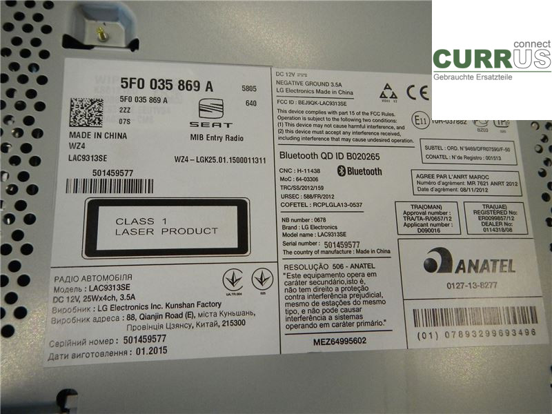 SEAT LEON   13-20 Radio CD / Multimedia panel 5F0035869A CYVB