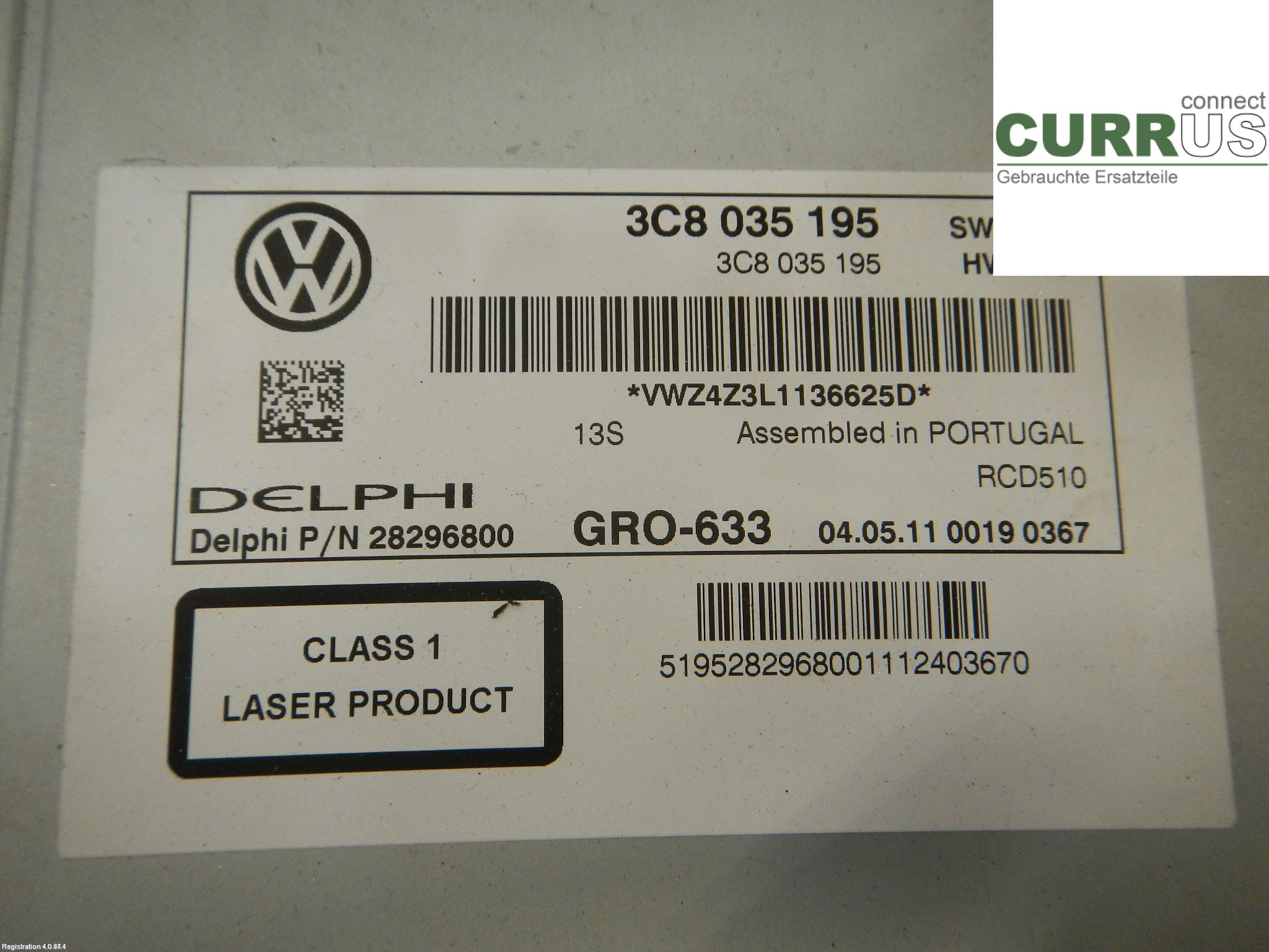 VW PASSAT  11-14 Radio CD / panel multimedialny 3C8057195X 