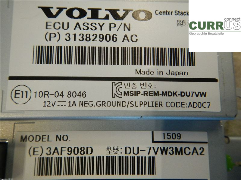 VOLVO V40  12-19 Control display 36011464 2.0 74 D4204T8