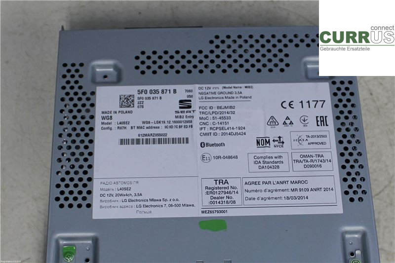 SEAT IBIZA IV   08-16 Radio-CD-/Multimedia-Panel 5F0035871B2ZZ 1.2 CJZC