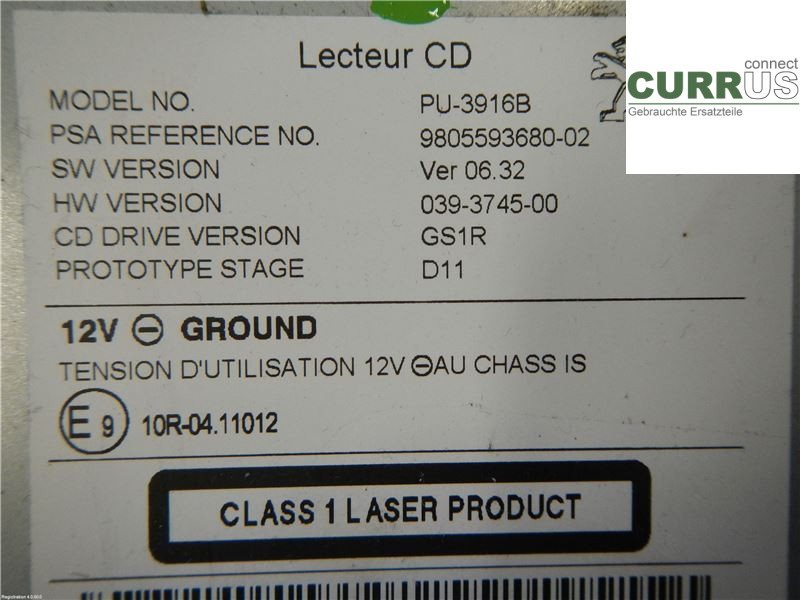 CITROEN C4 II  11-18 Radio CD / panneau multimédia 1613502180 1.6L DV6FC