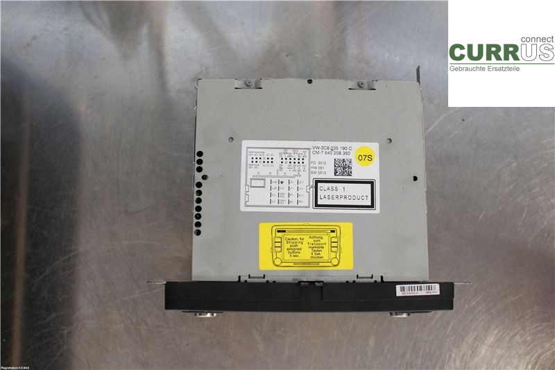 VW PASSAT  11-14 Radio CD / multimediepanel 3C8057190CX 2.0L CFGB