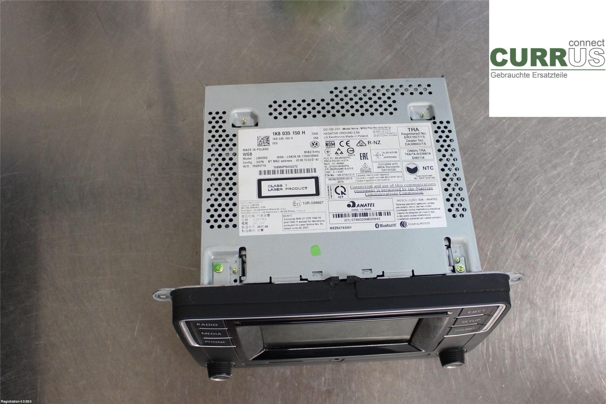 VW TRANSP/CARAVELLE 16- Radio CD / Multimedia panel 1K8035150H 2.0L CXEB