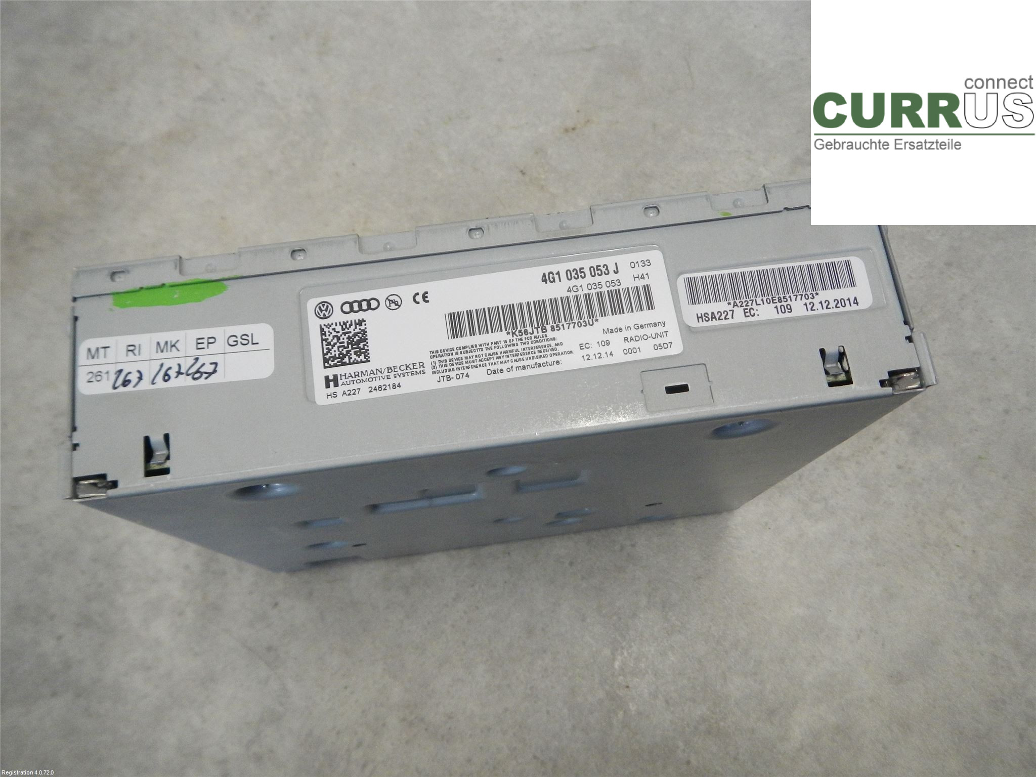 AUDI A1/S1  11-18 Radio CD / panel multimedialny 4G1035053J 2.0L CWZA