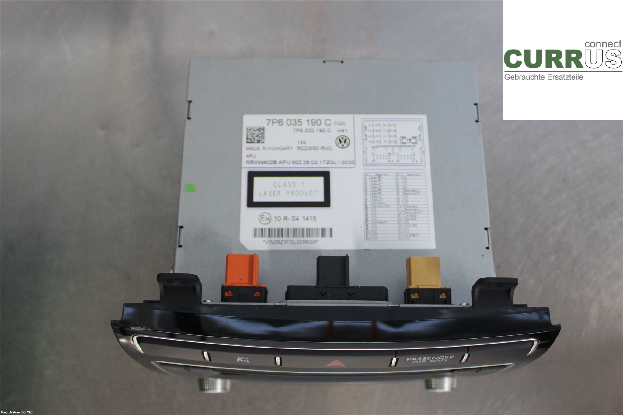 VW TOUAREG 7P  11-18 Radio-CD-/Multimedia-Panel 7P6035190C 3.0L CVWA