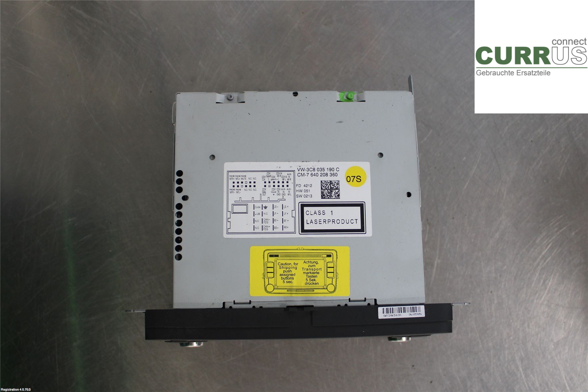 VW PASSAT  11-14 Radio-CD-/Multimedia-Panel 3C8057190CX 2.0L CFGB