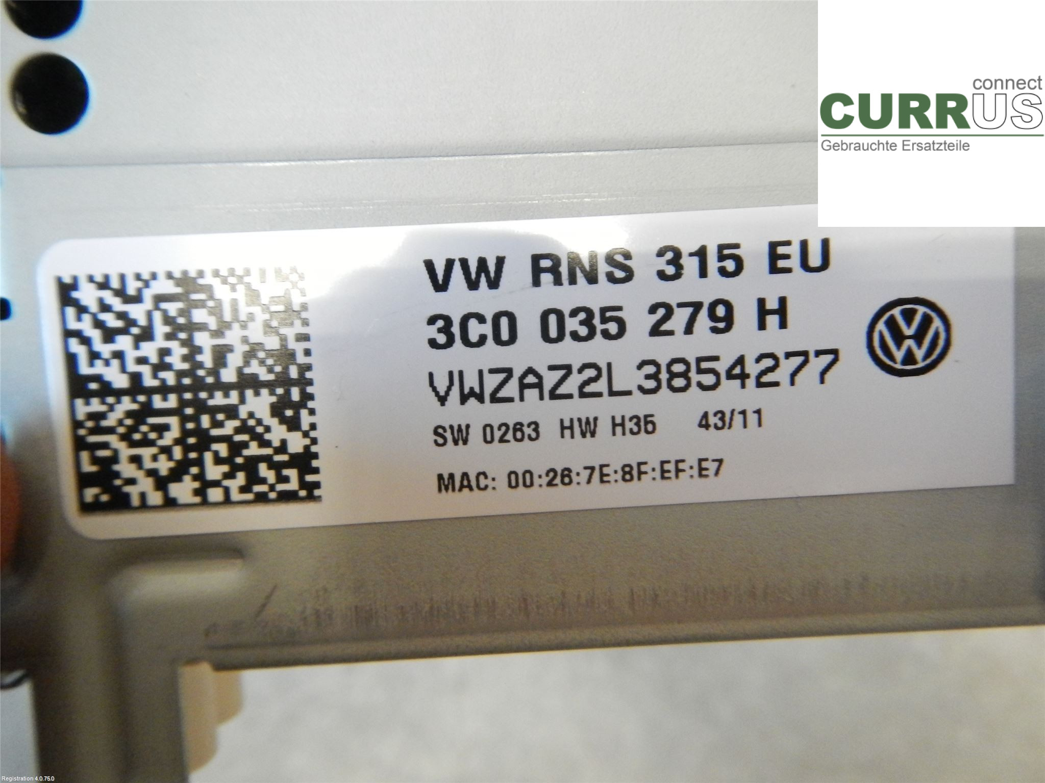 VW TIGUAN 07-16 Radio CD / Multimedia panel 3C0035279HX 2.0L CFFB