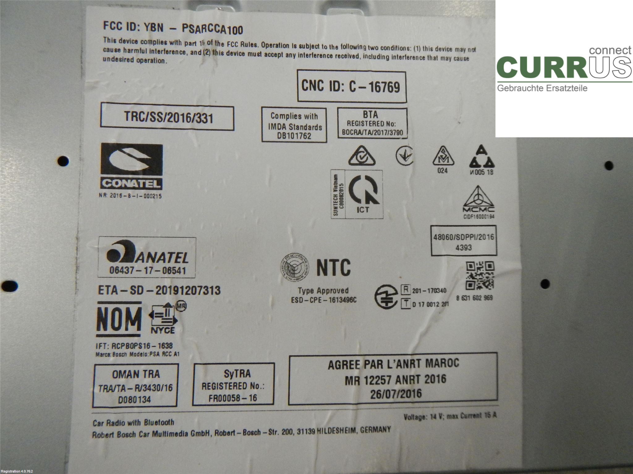 PEUGEOT 308  14-21 Radio CD / Multimedia panel 1669595680 1.2L HNS