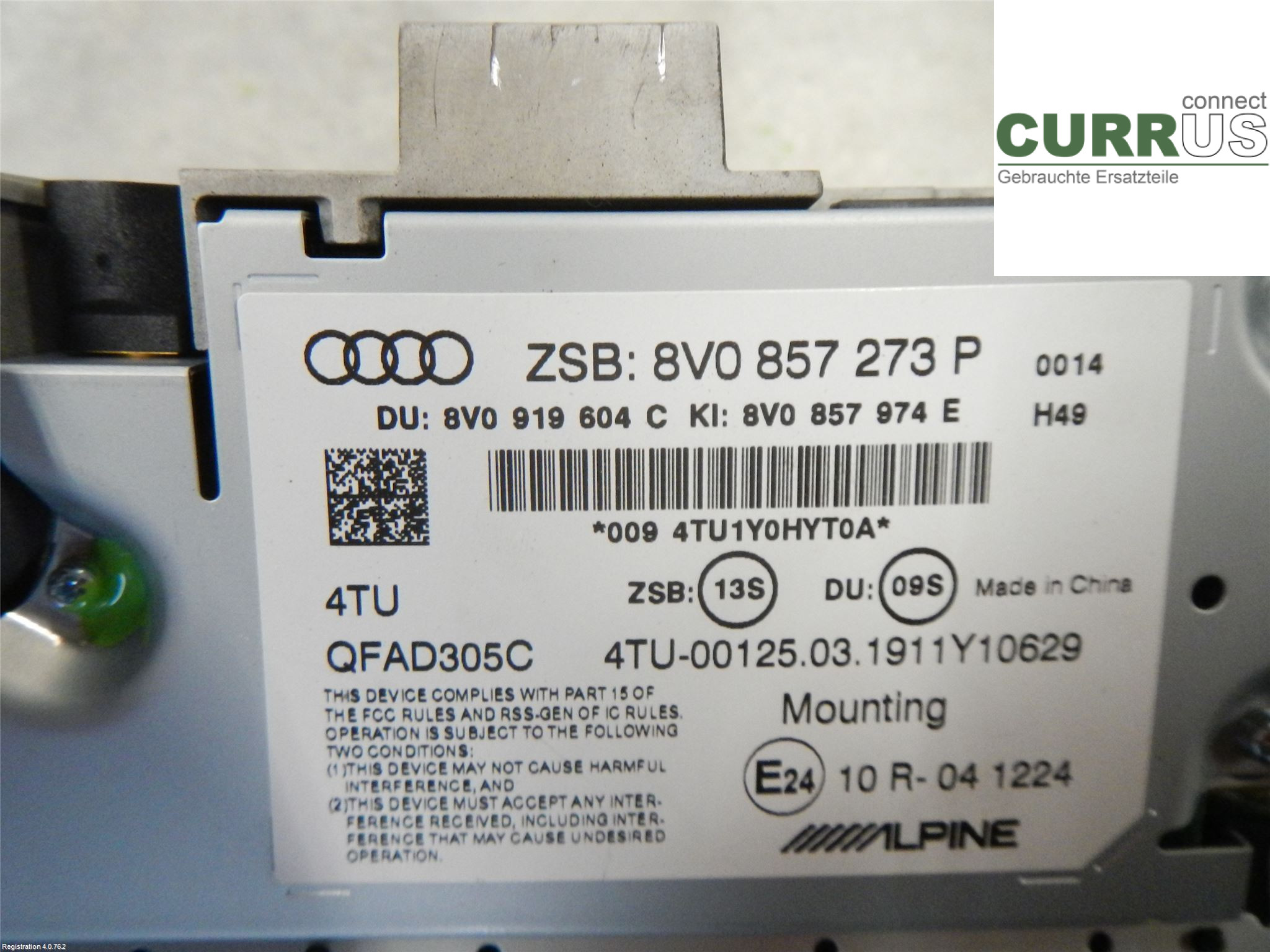 AUDI A3/S3 8V  13-20 Kontrolskærm 8V0857273P6PS 1.5L DADA