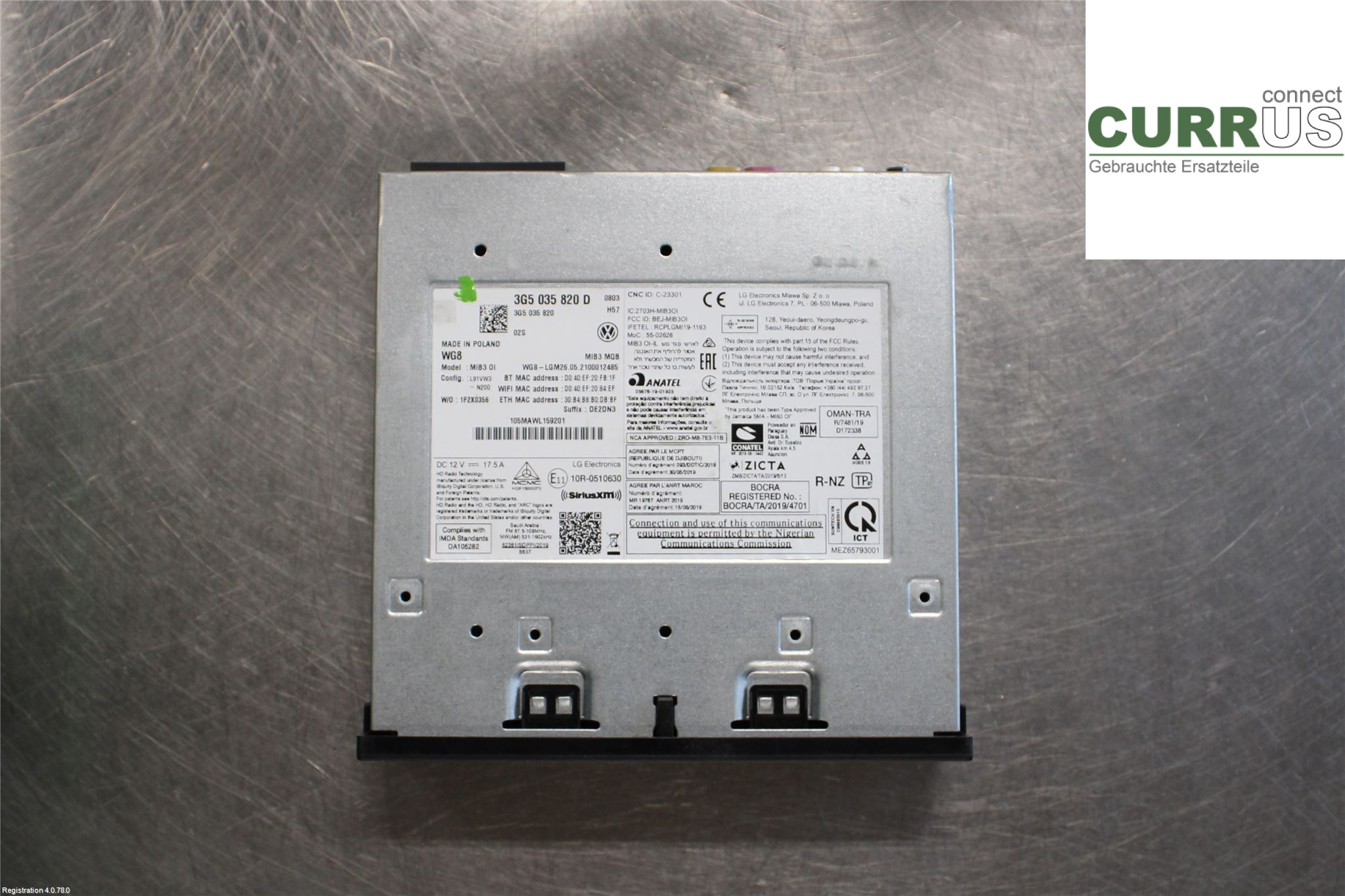 VW PASSAT 20-24 Radio CD / Multimedia panel 3G5 035 820 D 2.0L DTUA