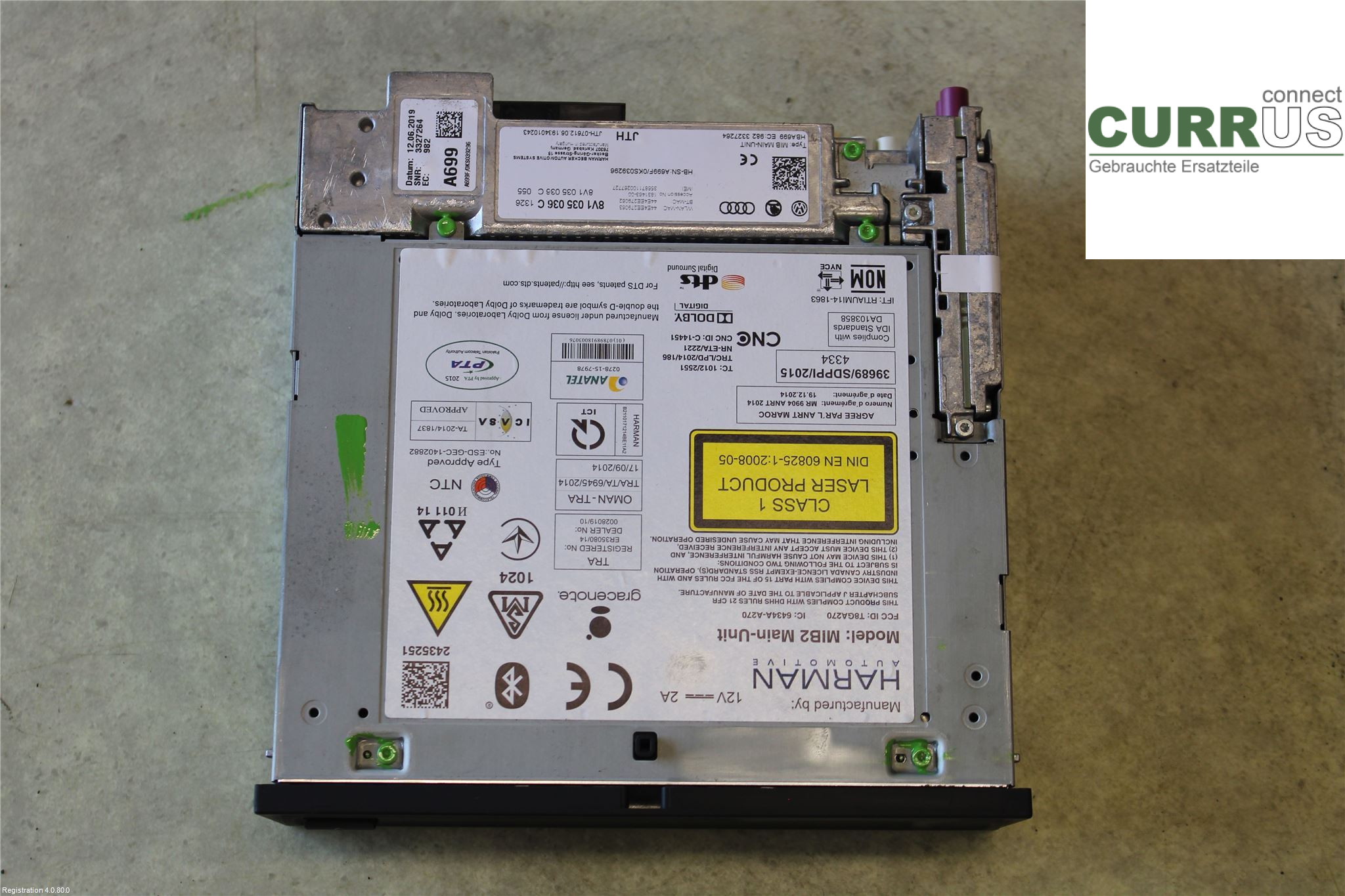 AUDI A3/S3 8V  13-20 Radio-CD-/Multimedia-Panel 8V1 035 036 C 2.5L DNWA