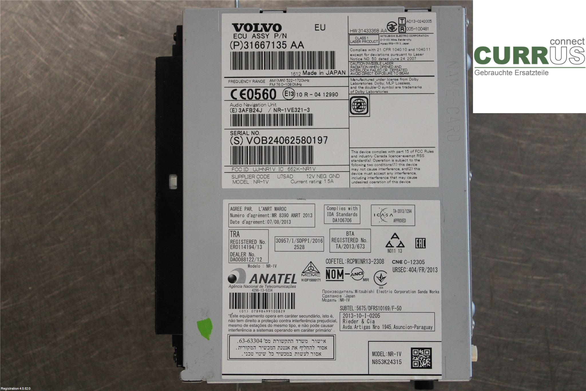 VOLVO V40  12-19 Radio CD / Multimedia panel 36050657 2.0L D4204T8